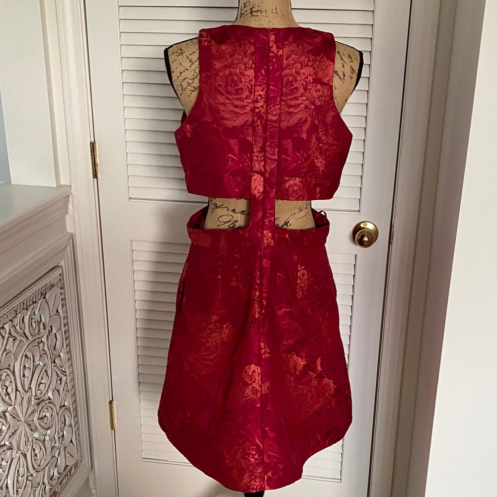 Theia Red Backless Floral Dress - Picture 6 of 15